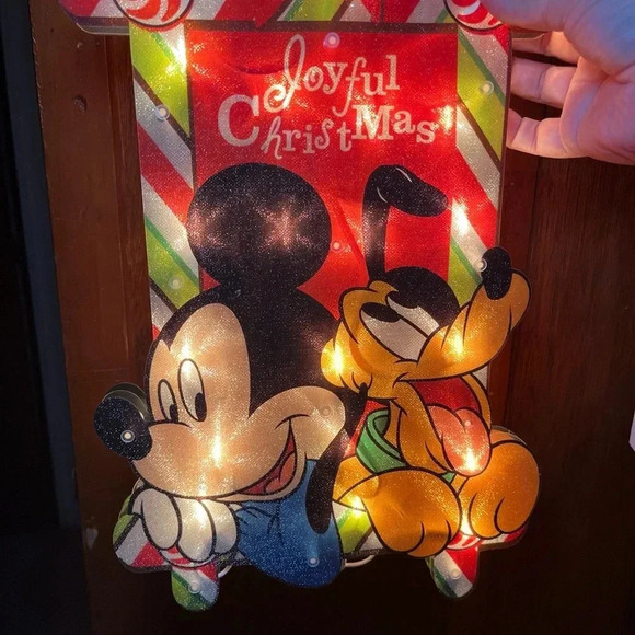 2010 Disney Mickey & Pluto Joyful Christmas Lights Lighted Sculpture 15 Inch - Picture 7 of 10